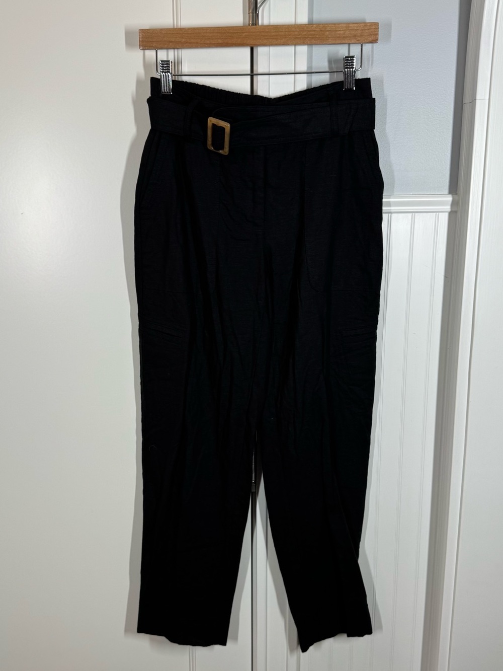 Rachel Zoe Linen Rayon Blend Straight Trousers with Belt size 2 coastal resort